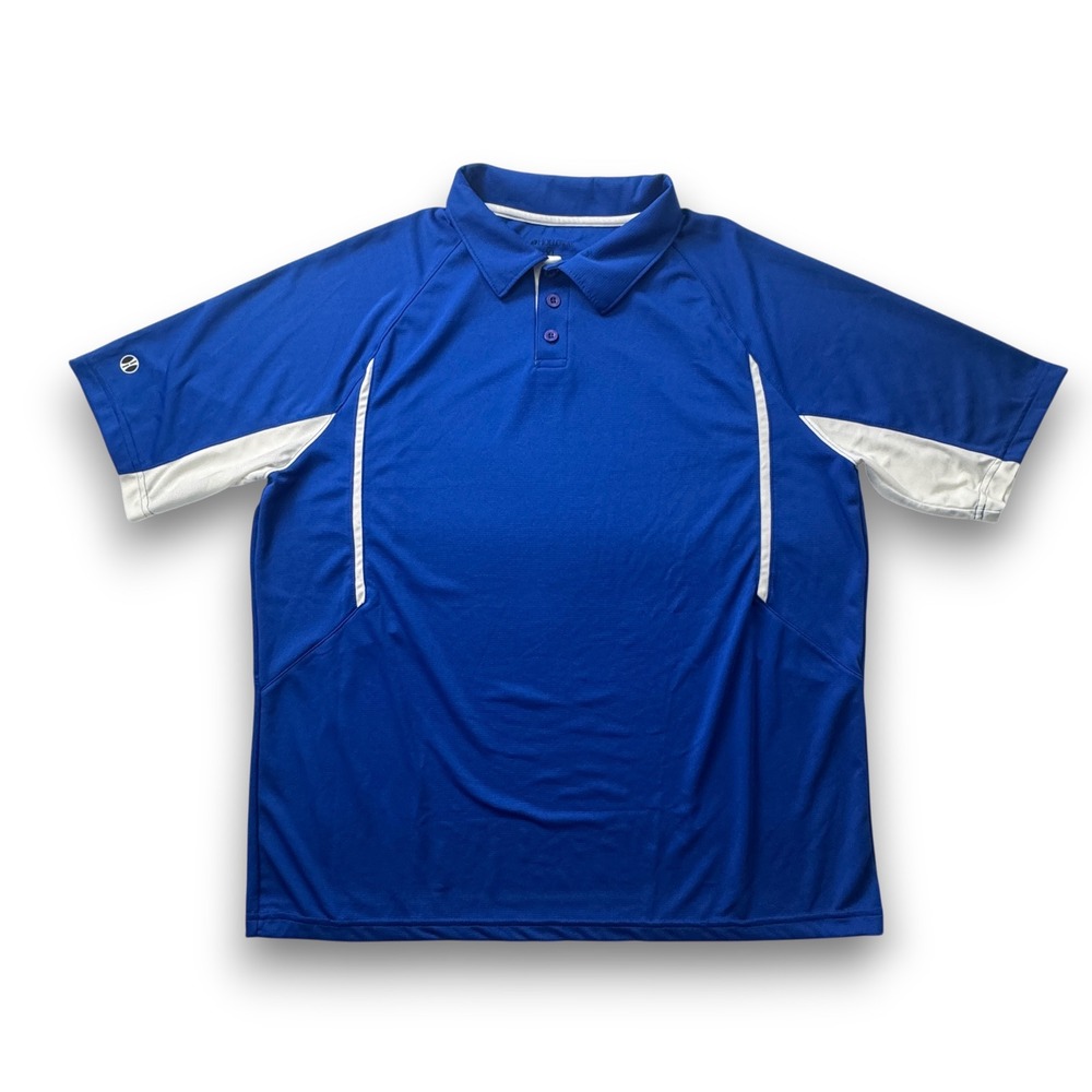 Holloway Dry-Excel Mens XL Royal Blue White Colorblock Performance Polo Shirt